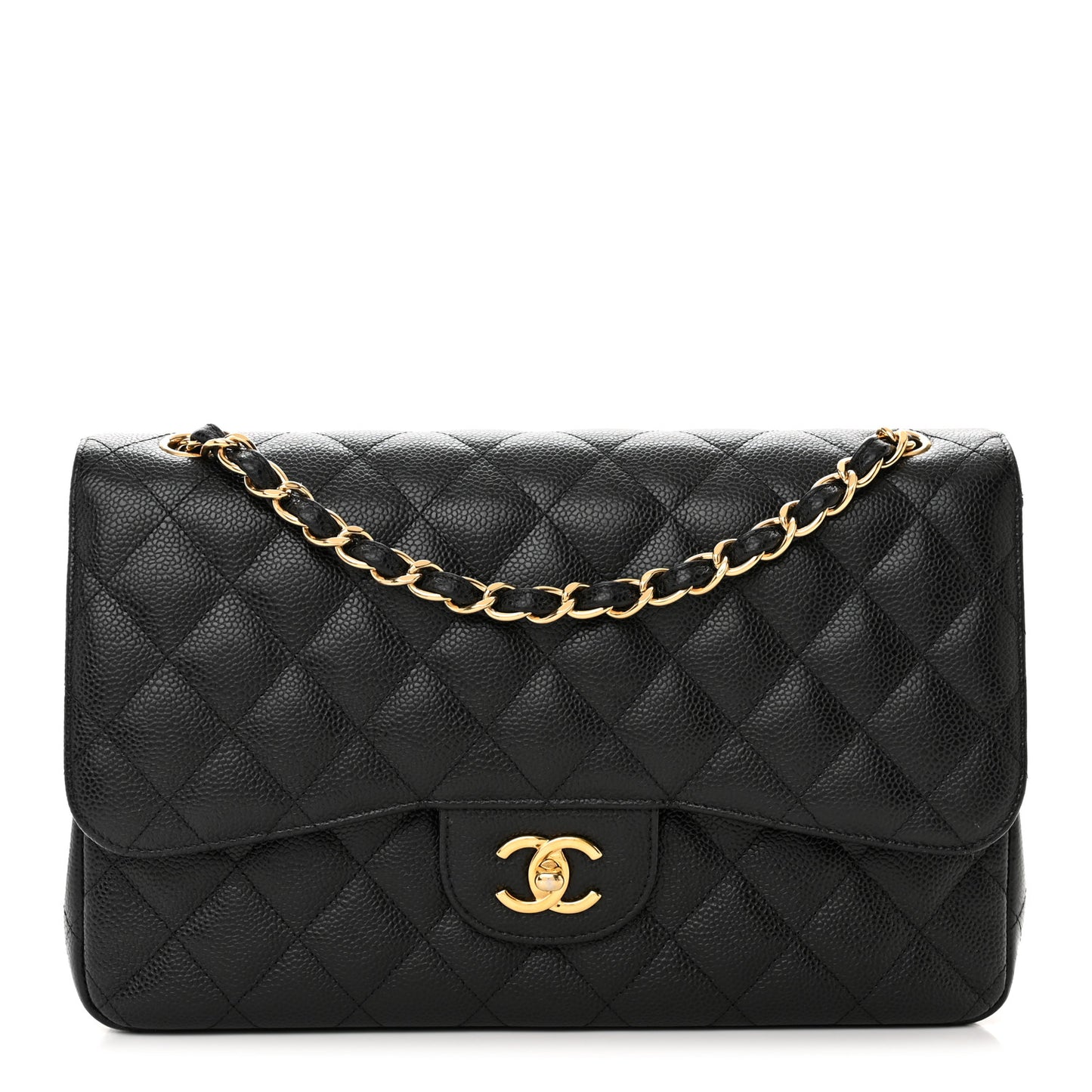 Caviar Quilted Jumbo Double Flap Black