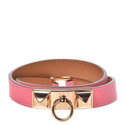 Hermes Swift Rivale Double Tour Bracelet M Rose Azalee 1 of 7