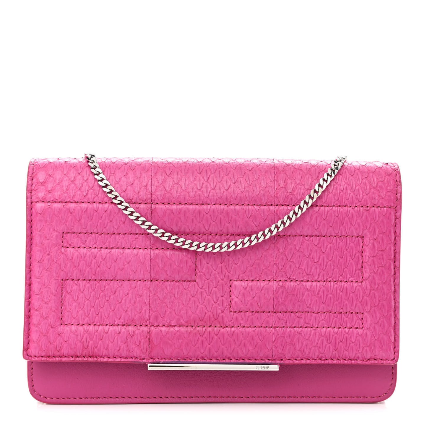 Snakeskin Tube Wallet on Chain Magenta