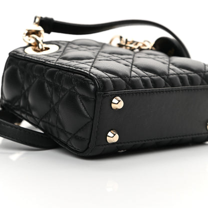 Christian Dior Lambskin Cannage Micro Lady Dior Black 9 of 14