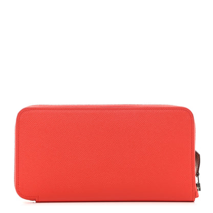 Hermes Epsom Silk'in Wallet Orange Poppy Bleu Saint Cyr 1 of 7