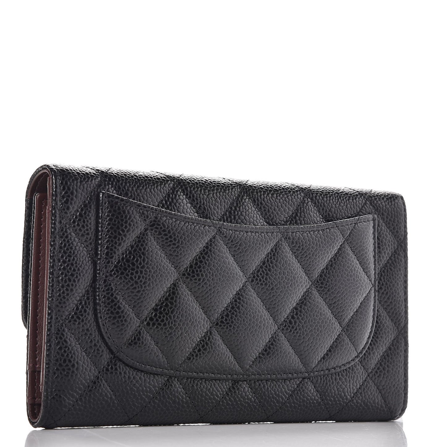 Caviar Quilted Long Flap Wallet Black