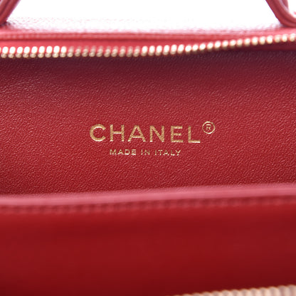 Chanel Caviar Quilted Small CC Filigree Vanity Case Red 6 of 9