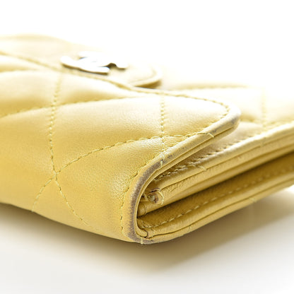 Chanel Lambskin Quilted Flap Card Holder Yellow 13 of 20