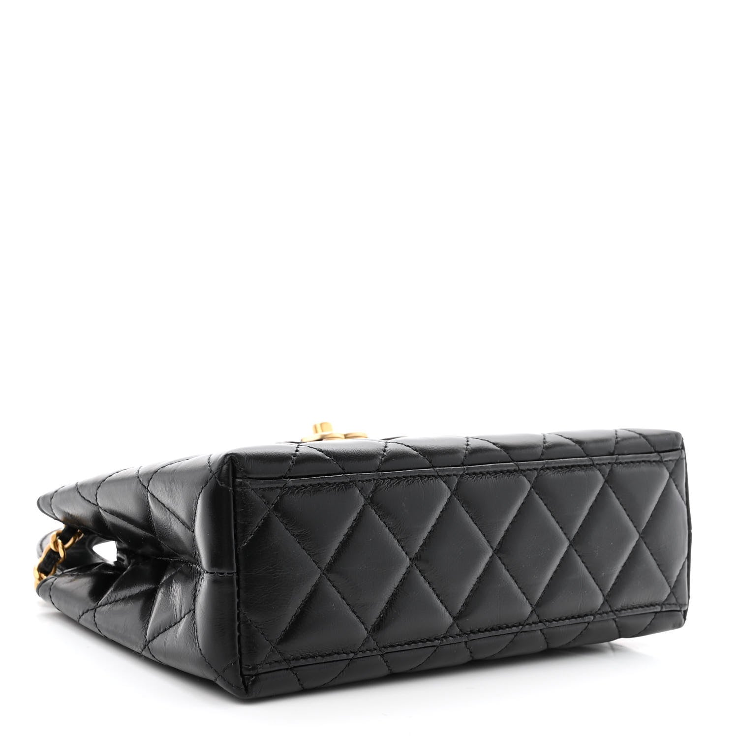 Chanel Shiny Aged Calfskin Quilted Nano Kelly Shopper Black 4 of 10