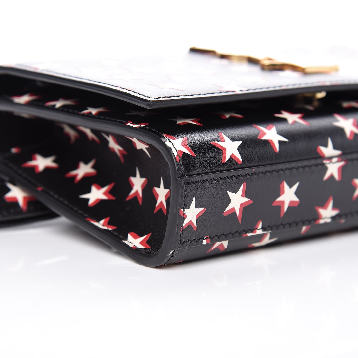 Smooth Calfskin Star Print Monogram Kate Belt Bag Black Ivory Red