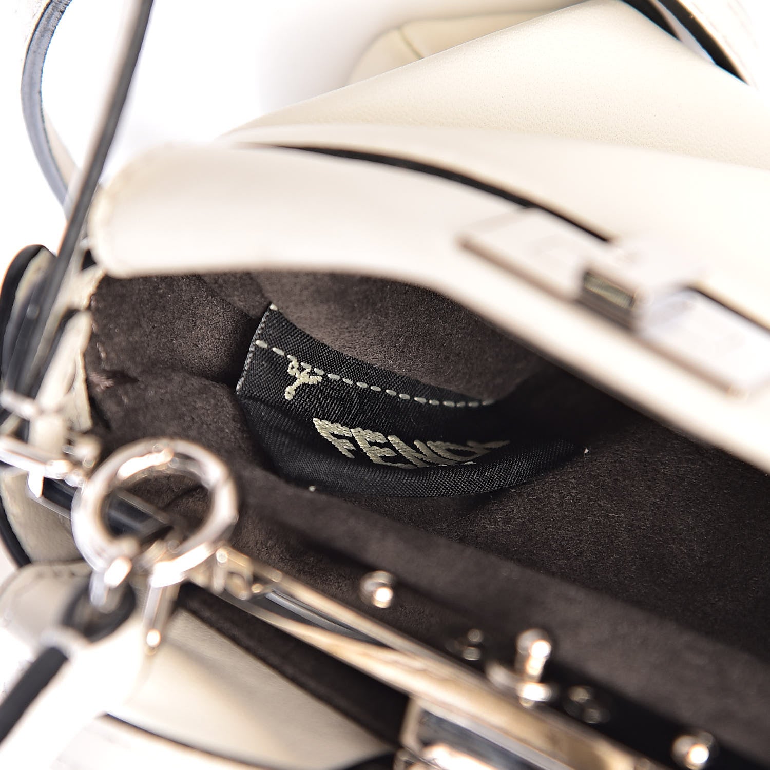 Fendi Shiny Nappa Micro Peekaboo Iconic Satchel White 7 of 11