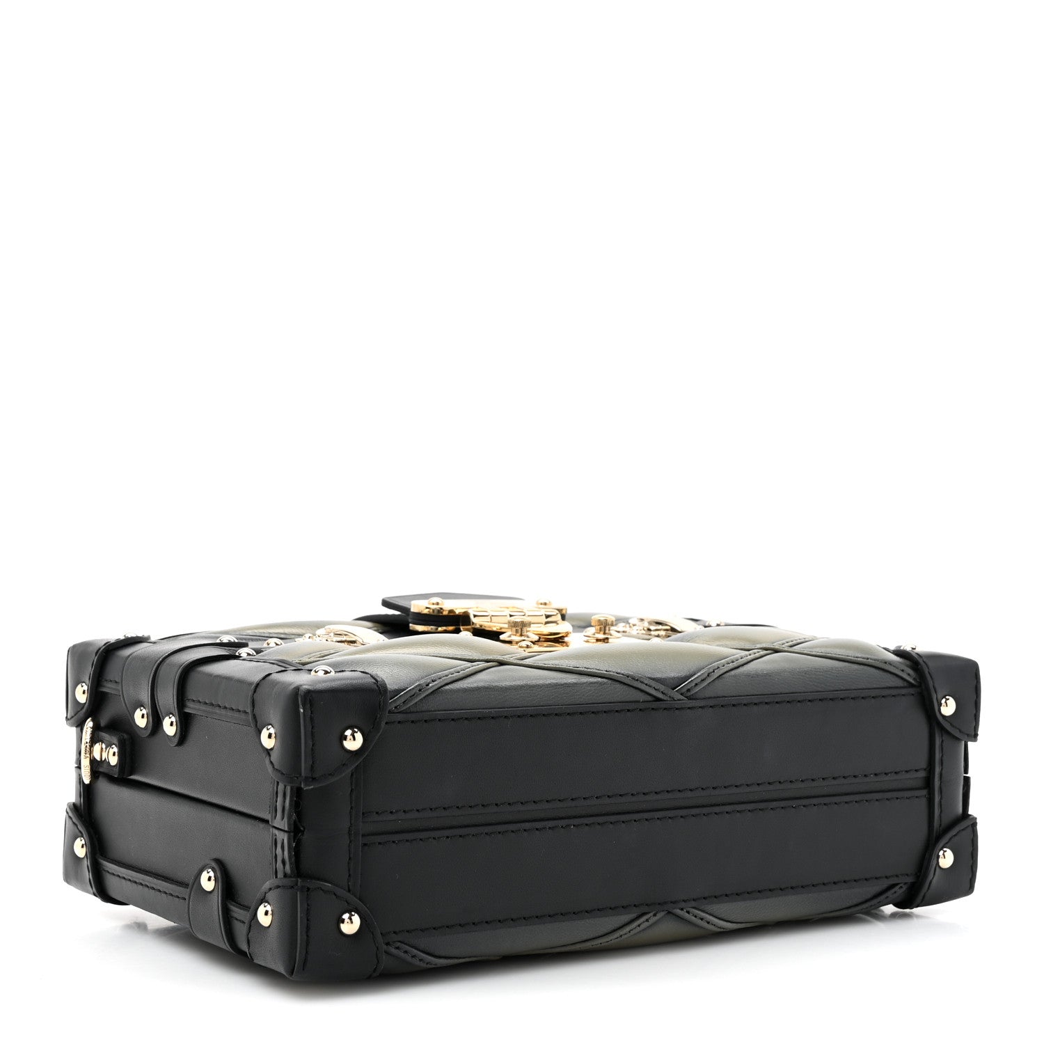 Louis Vuitton Lambskin Malletage Petite Malle Black Beige 4 of 9