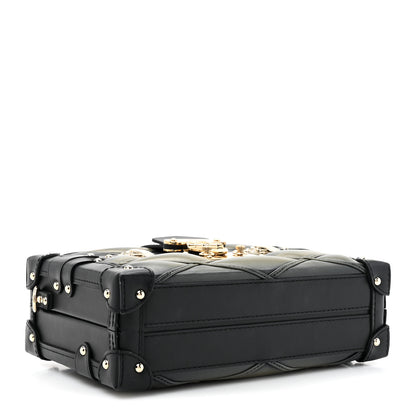 Louis Vuitton Lambskin Malletage Petite Malle Black Beige 4 of 9
