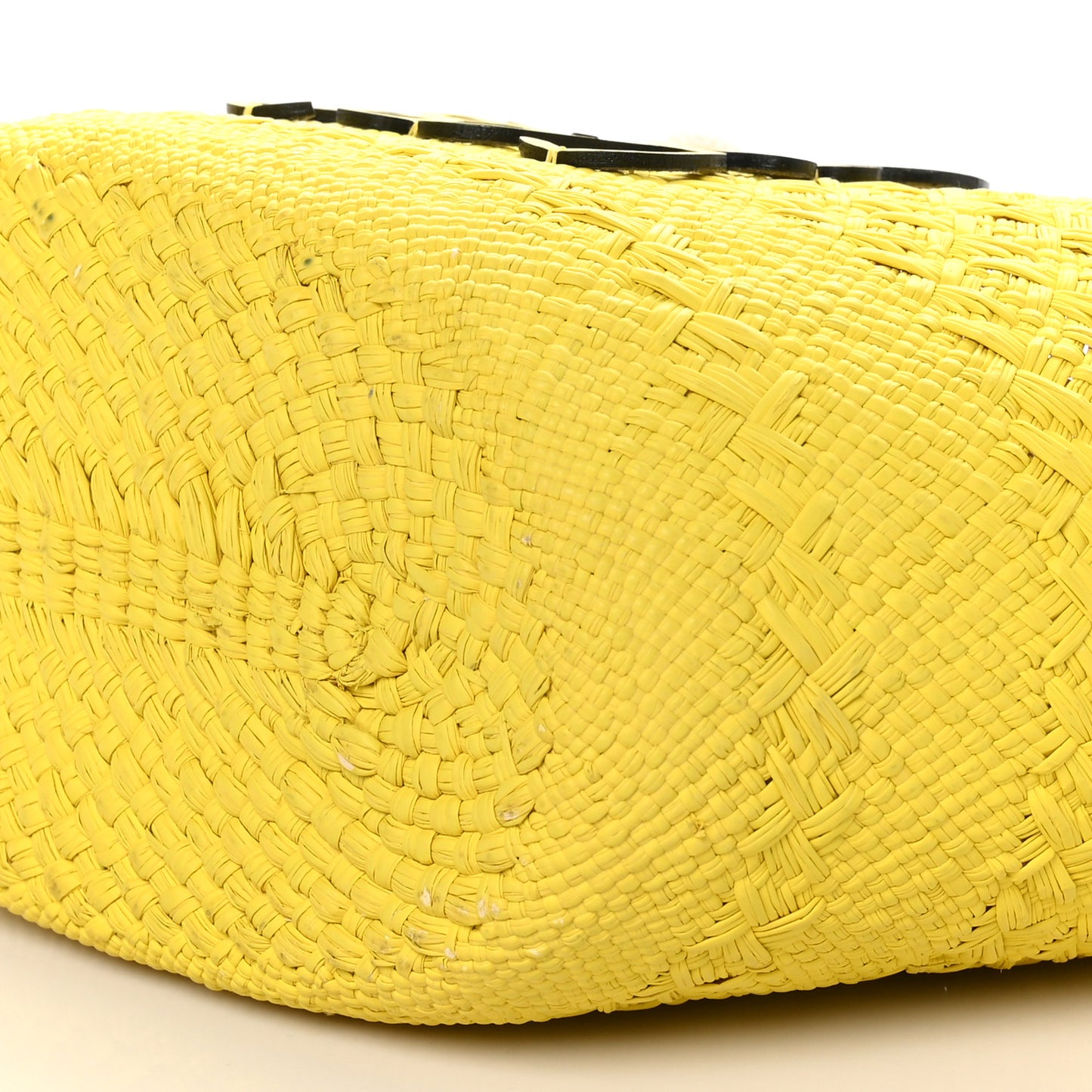 Calfskin Raffia Paulas Ibiza Medium Anagram Basket Tote Bag Natural Lemon