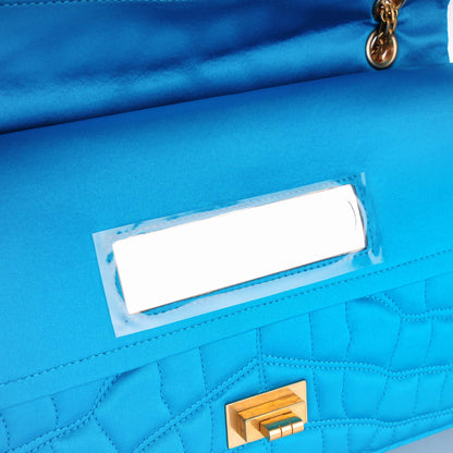 Chanel Satin Coco's Croc 2.55 Reissue 227 Flap Turquoise 5 of 8