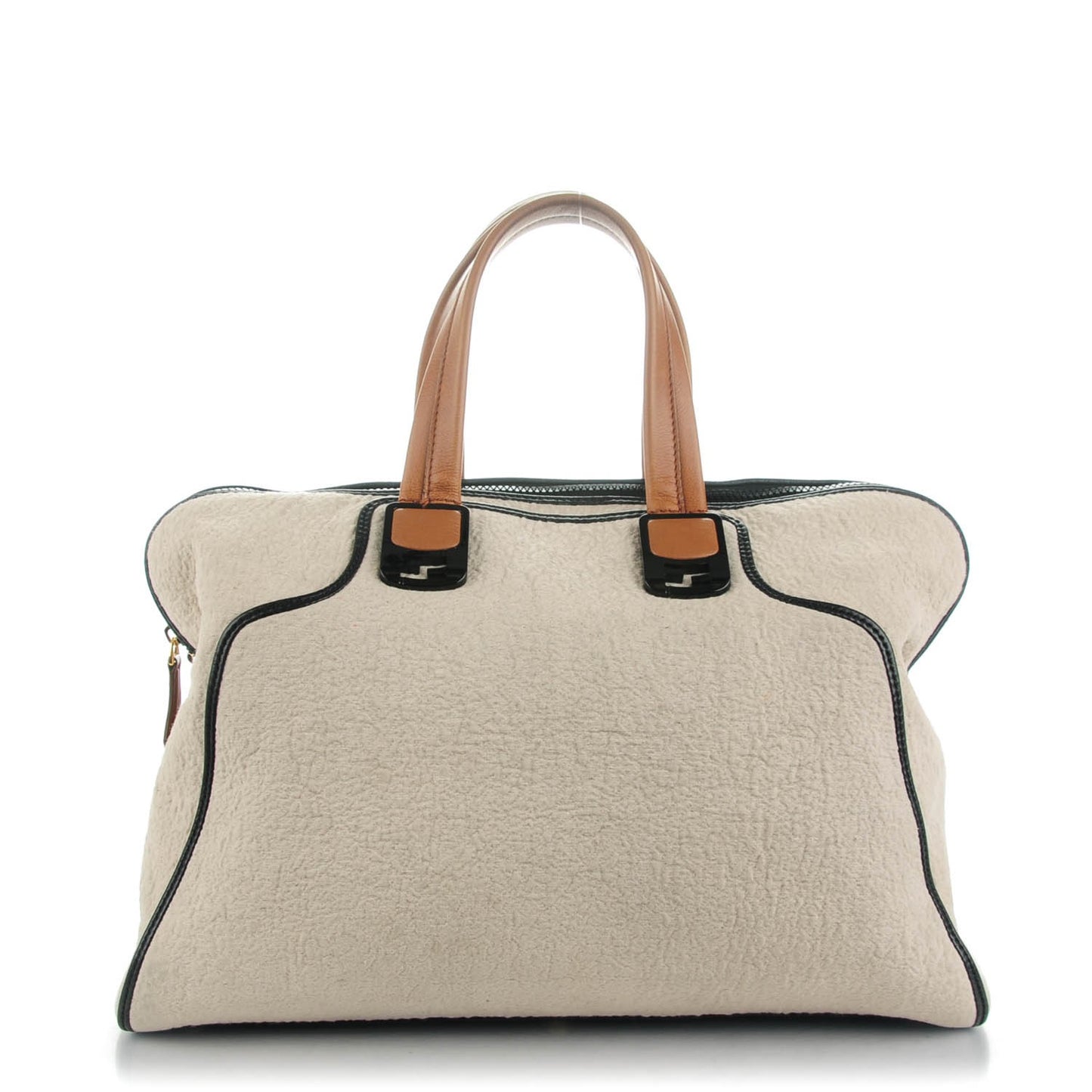 Tessuto Matelasse Chameleon Tote Ecru Black