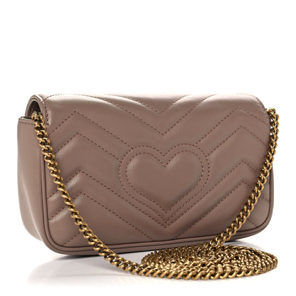 Gucci Calfskin Matelasse Super Mini GG Marmont Shoulder Bag Porcelain Rose 3 of 11