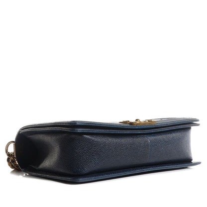 Chanel Caviar Quilted Medium Boy Flap Dark Navy Blue 4 of 9