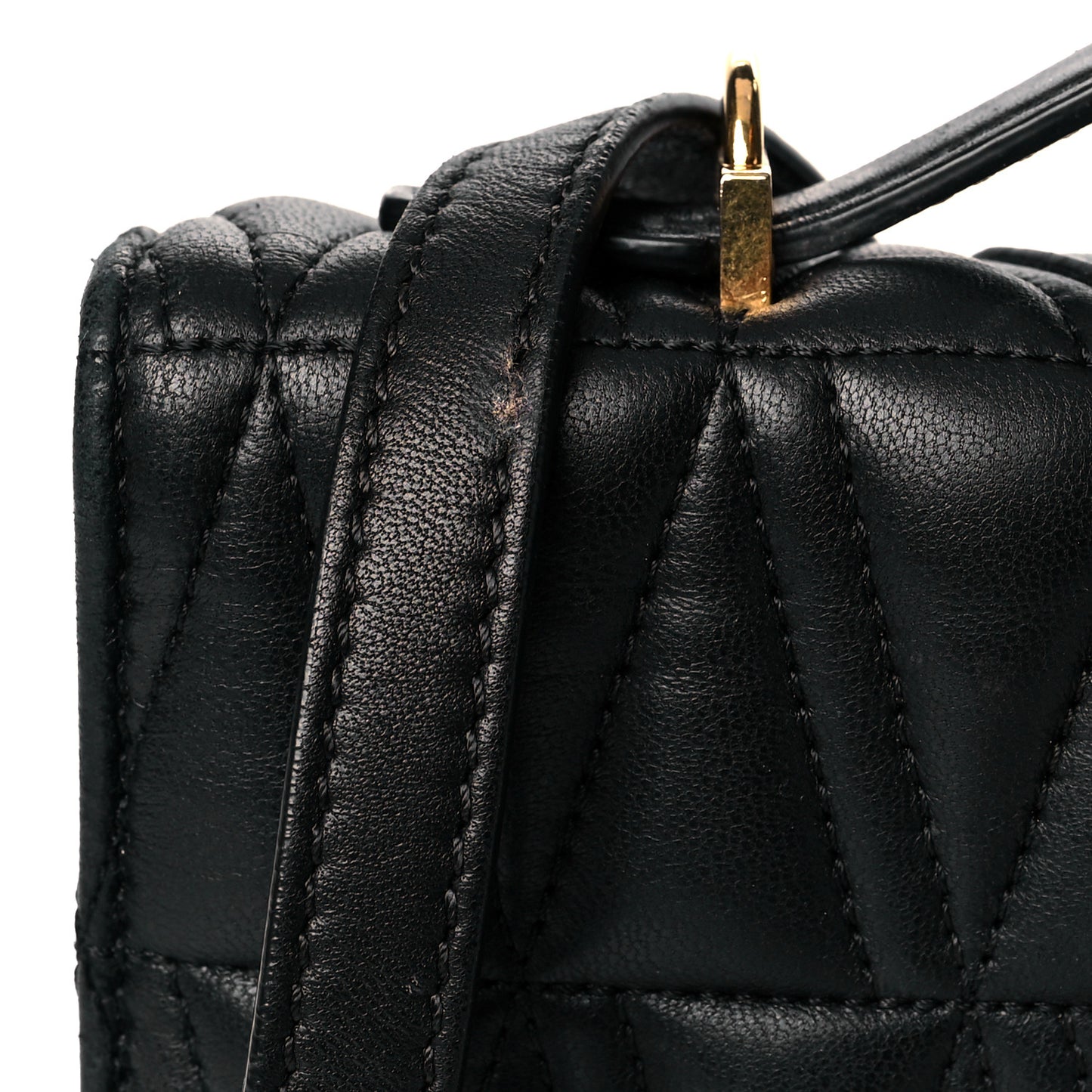 Nappa Quilted Virtus Top Handle Shoulder Bag Black