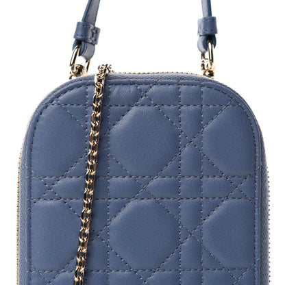 Christian Dior Lambskin Cannage Lady Dior Phone Holder Denim Blue 11 of 12