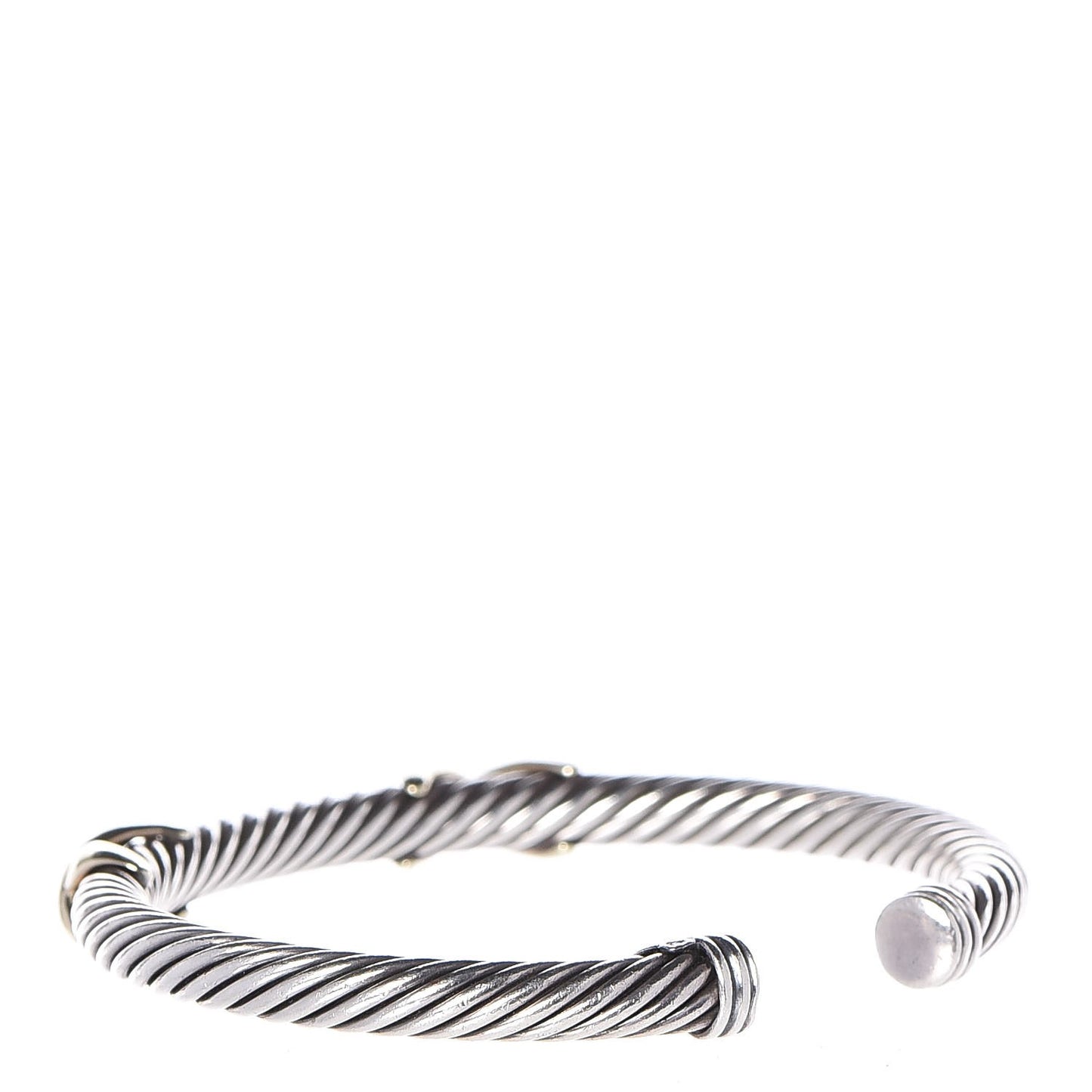 Sterling Silver 14K Yellow Gold 5mm Double X Cable Bracelet