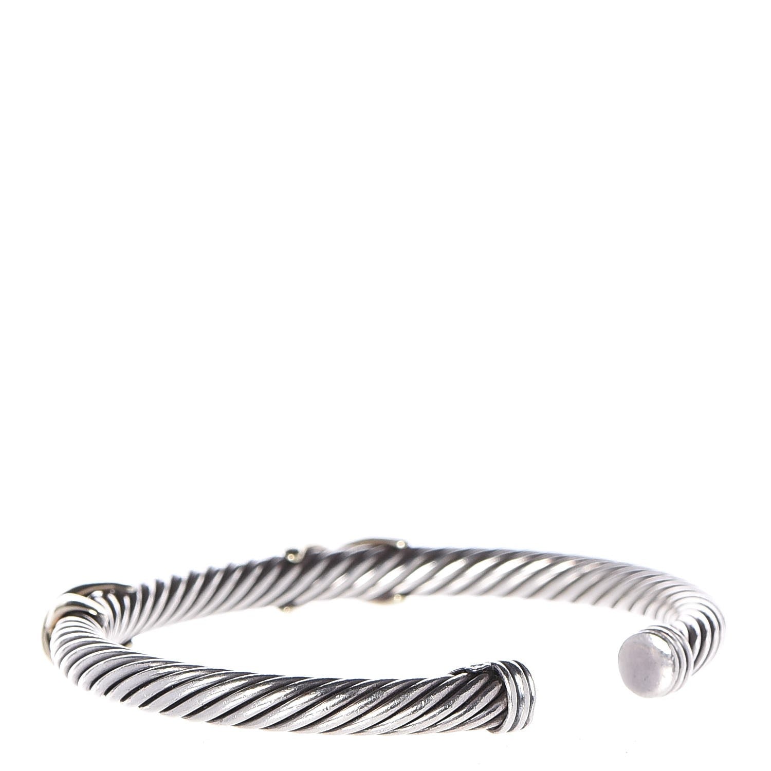 David Yurman Sterling Silver 14K Yellow Gold 5mm Double X Cable Bracelet 3 of 5