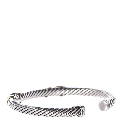 David Yurman Sterling Silver 14K Yellow Gold 5mm Double X Cable Bracelet 3 of 5