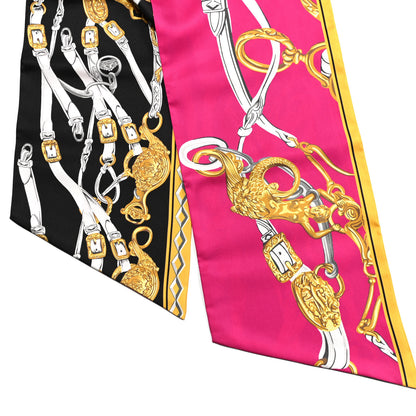 Hermes Silk Brides De Gala Maxi Twilly Fuchsia Noir Vieil Or 2 of 5