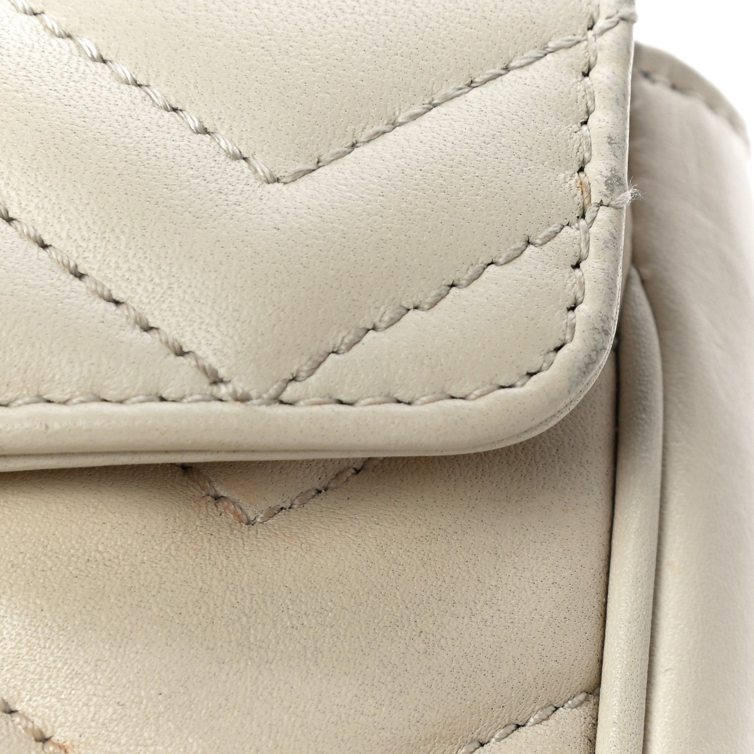 Gucci Calfskin Matelasse Super Mini GG Marmont Shoulder Bag White 13 of 15