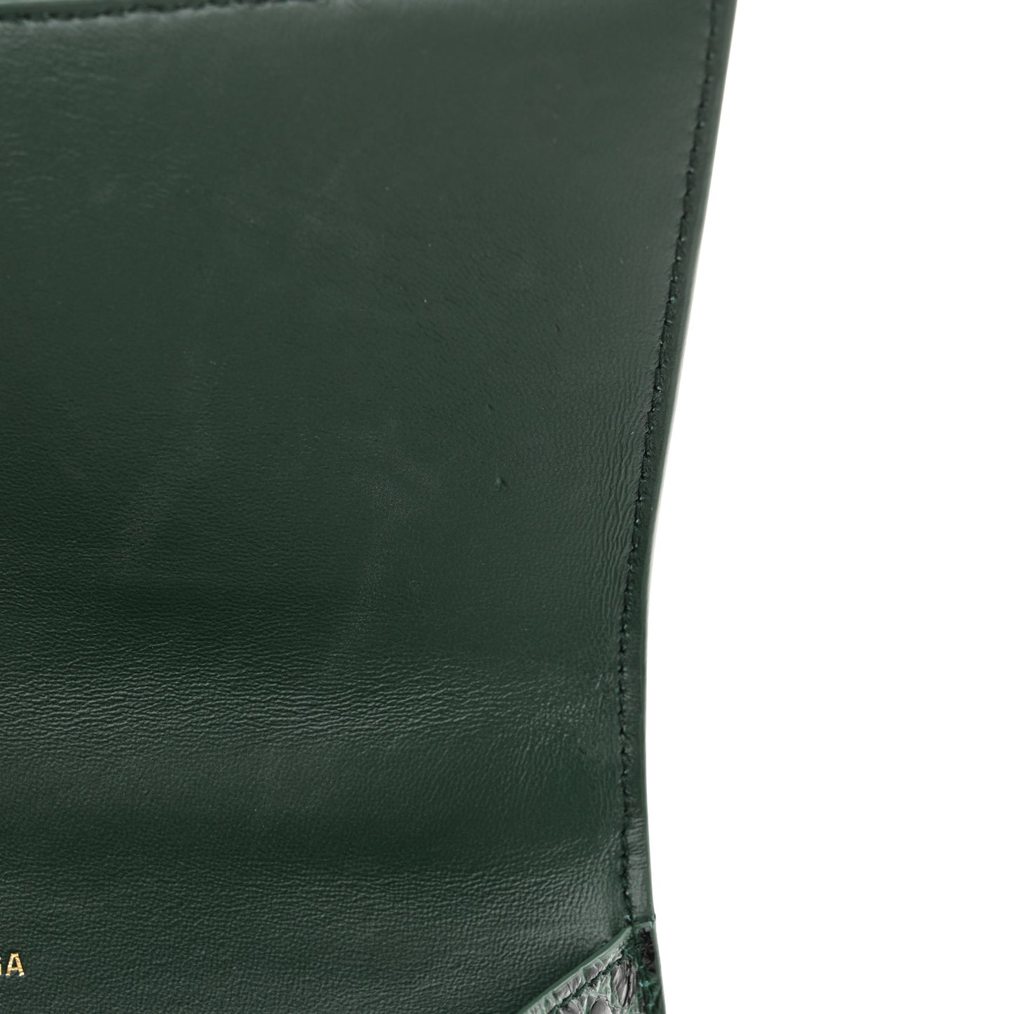 Shiny Calfskin Crocodile Embossed Small Hourglass Top Handle Bag Forest Green
