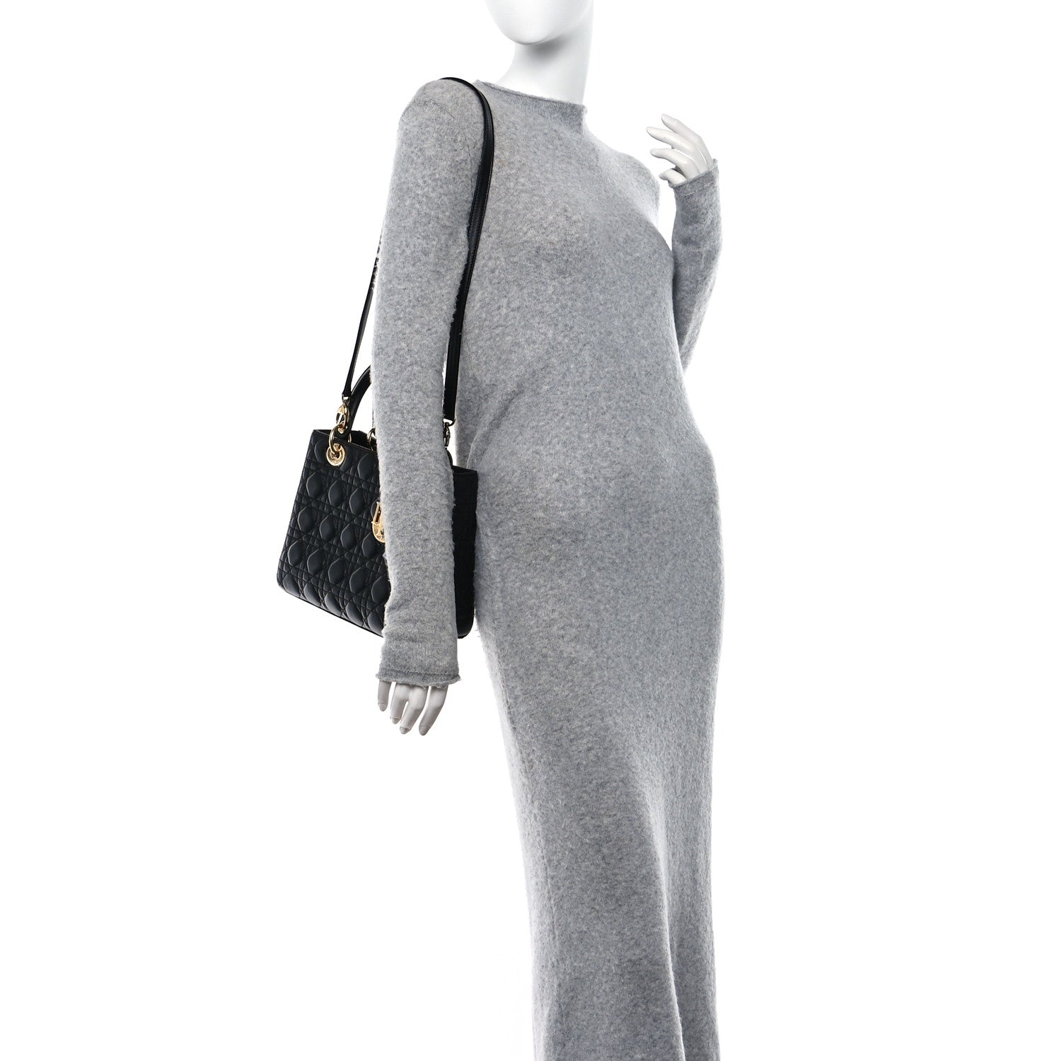 Christian Dior Lambskin Cannage Medium Lady Dior Black 2 of 11