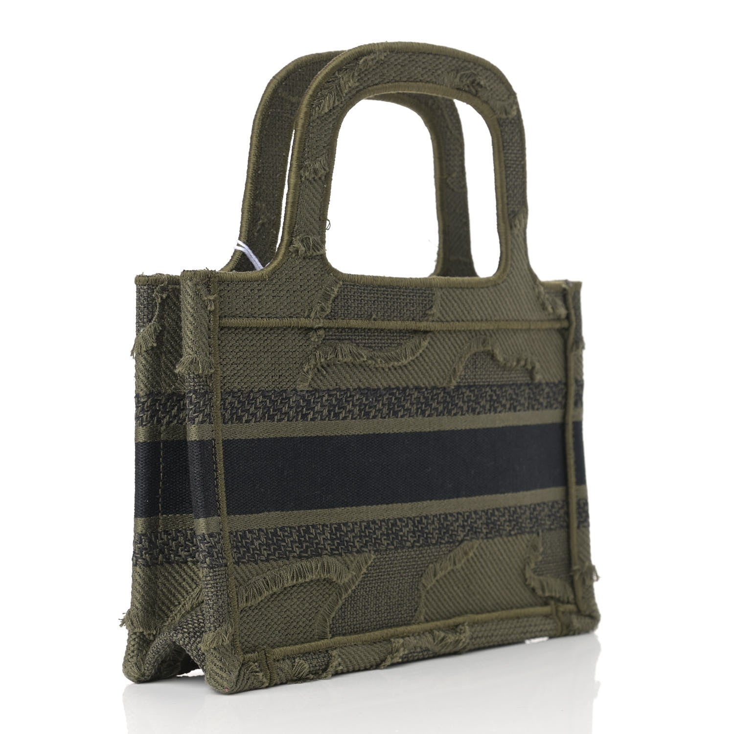 Christian Dior Canvas Embroidered Camouflage Mini Book Tote Green 3 of 11