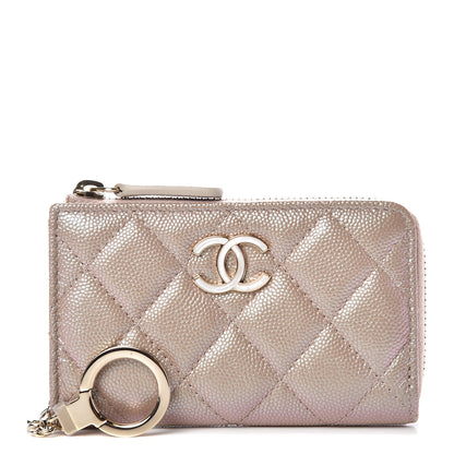 Chanel Iridescent Caviar Quilted Key Holder Case Light Gold 1 of 8