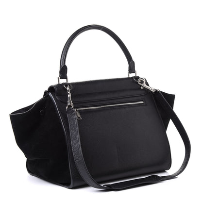 Celine Drummed Calfskin Suede Medium Trapeze Black 2 of 4