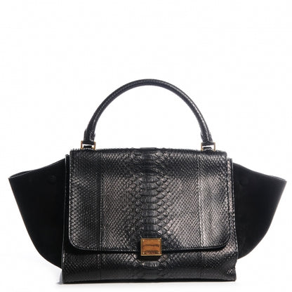 Celine Python and Suede Medium Trapeze Black 1 of 8