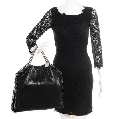 Stella McCartney Faux Leather Shaggy Deer Falabella Fold Over Tote Black 2 of 9