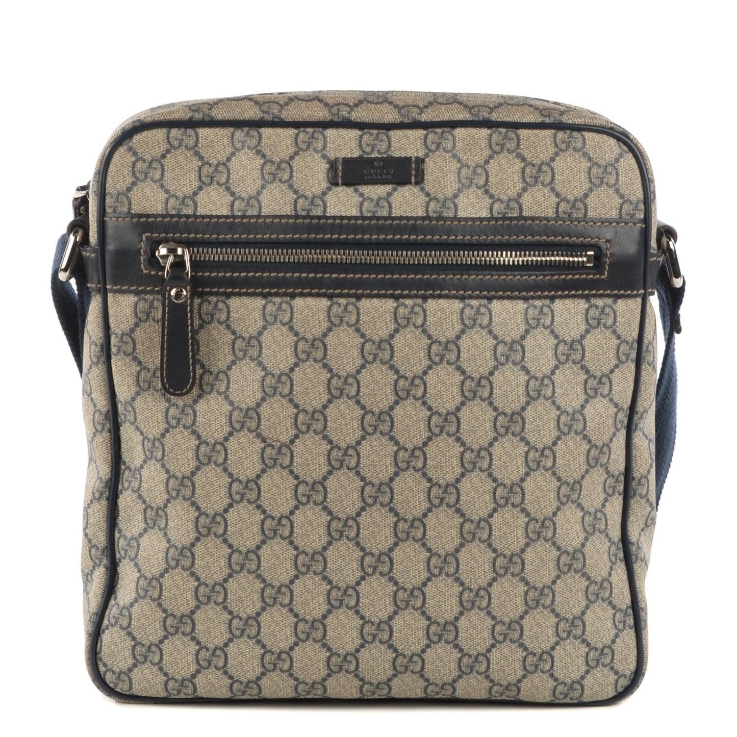 GG Supreme Monogram Selleria Calfskin Medium Messenger Bag Beige Blue