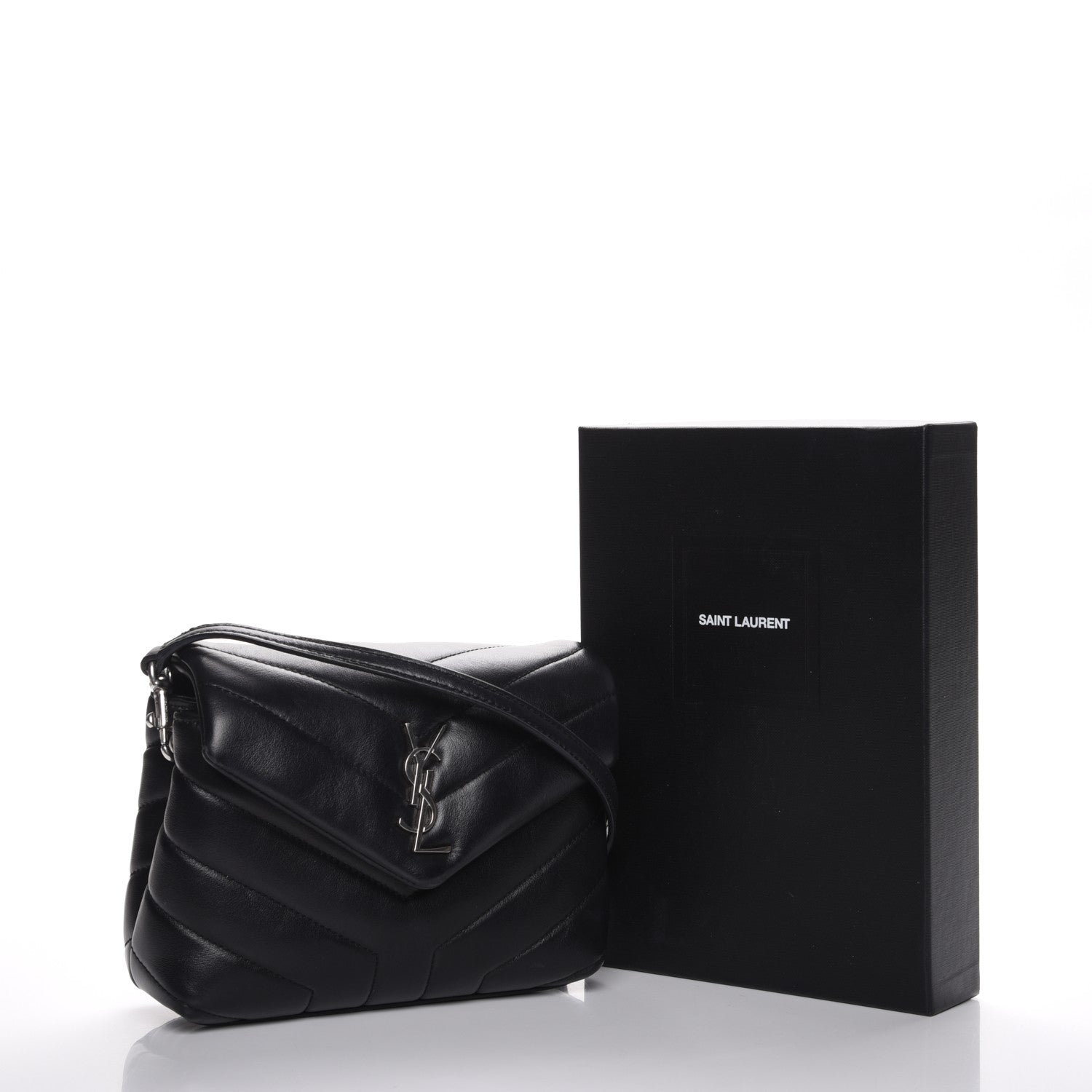 Saint Laurent Calfskin Y Quilted Monogram Toy Loulou Crossbody Bag Black 9 of 9