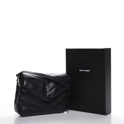 Saint Laurent Calfskin Y Quilted Monogram Toy Loulou Crossbody Bag Black 9 of 9