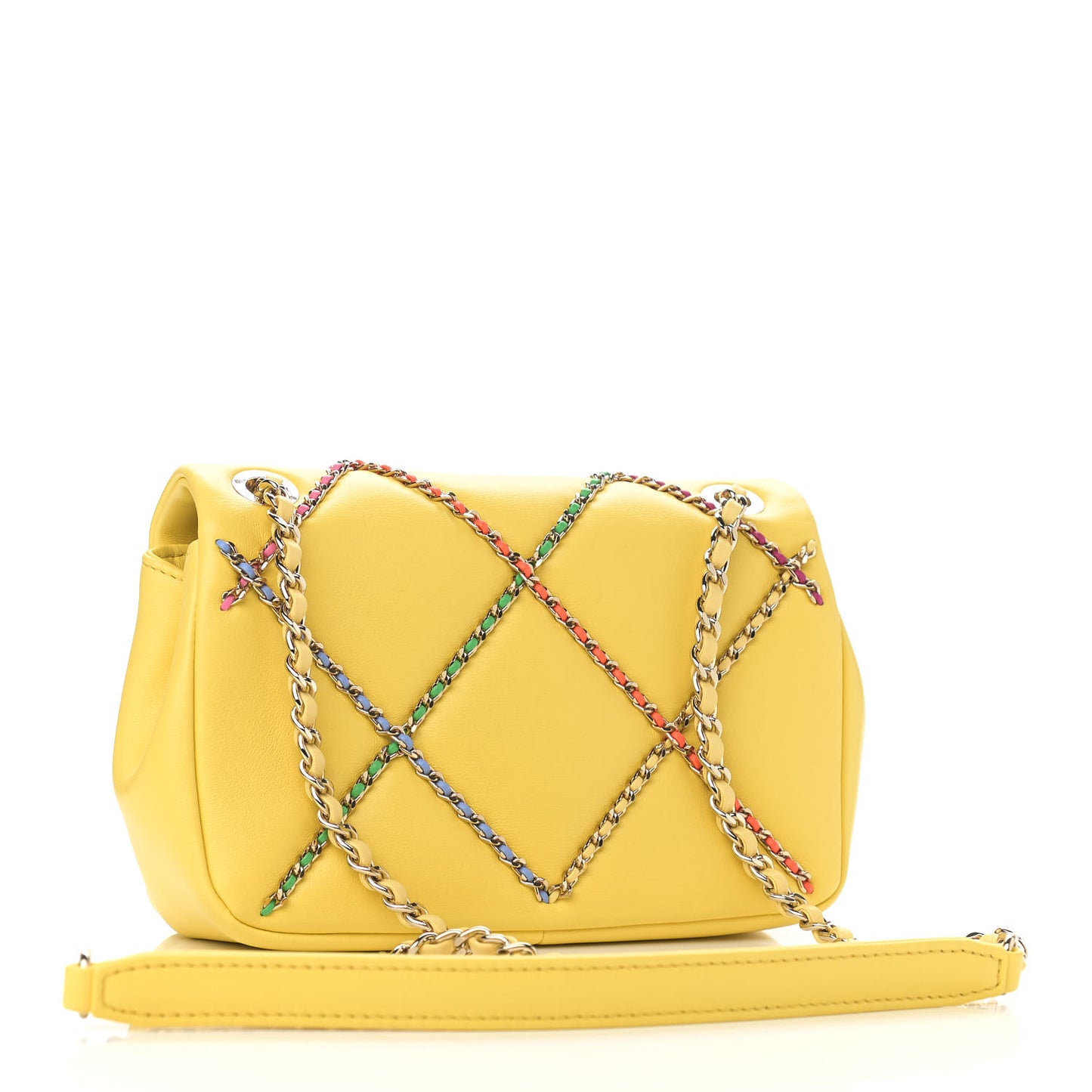 Lambskin Small Entwined Chain Flap Yellow Multicolor