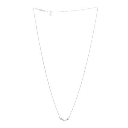 Tiffany 18K White Gold Diamond Mini T Smile Pendant Necklace 2 of 6