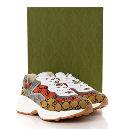 Gucci Monogram Multicolor Mens Rhyton Sneakers 9.5 Yellow Blue Great White Tabasco 8 of 8