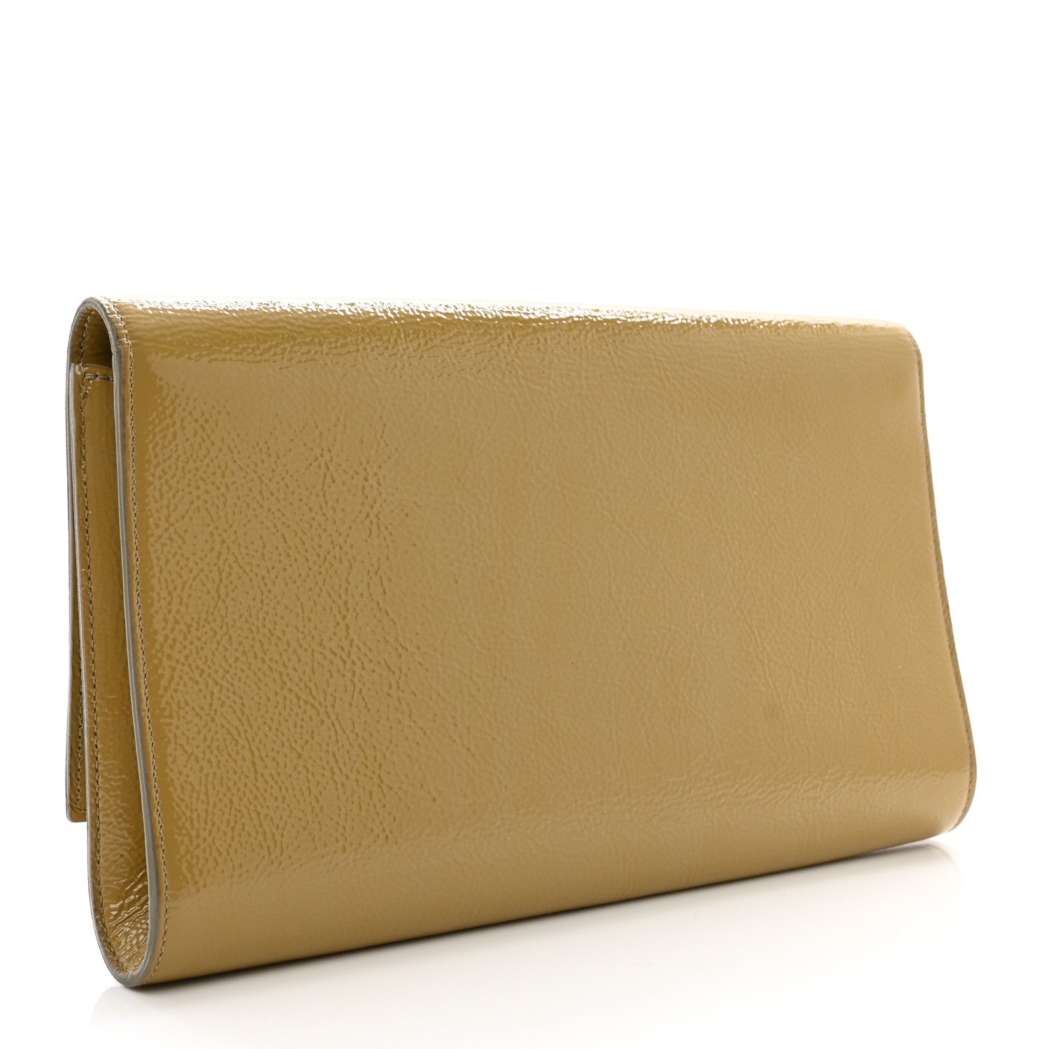 Saint Laurent Textured Patent Calfskin Monogram Large Belle De Jour Clutch Lemon 3 of 10