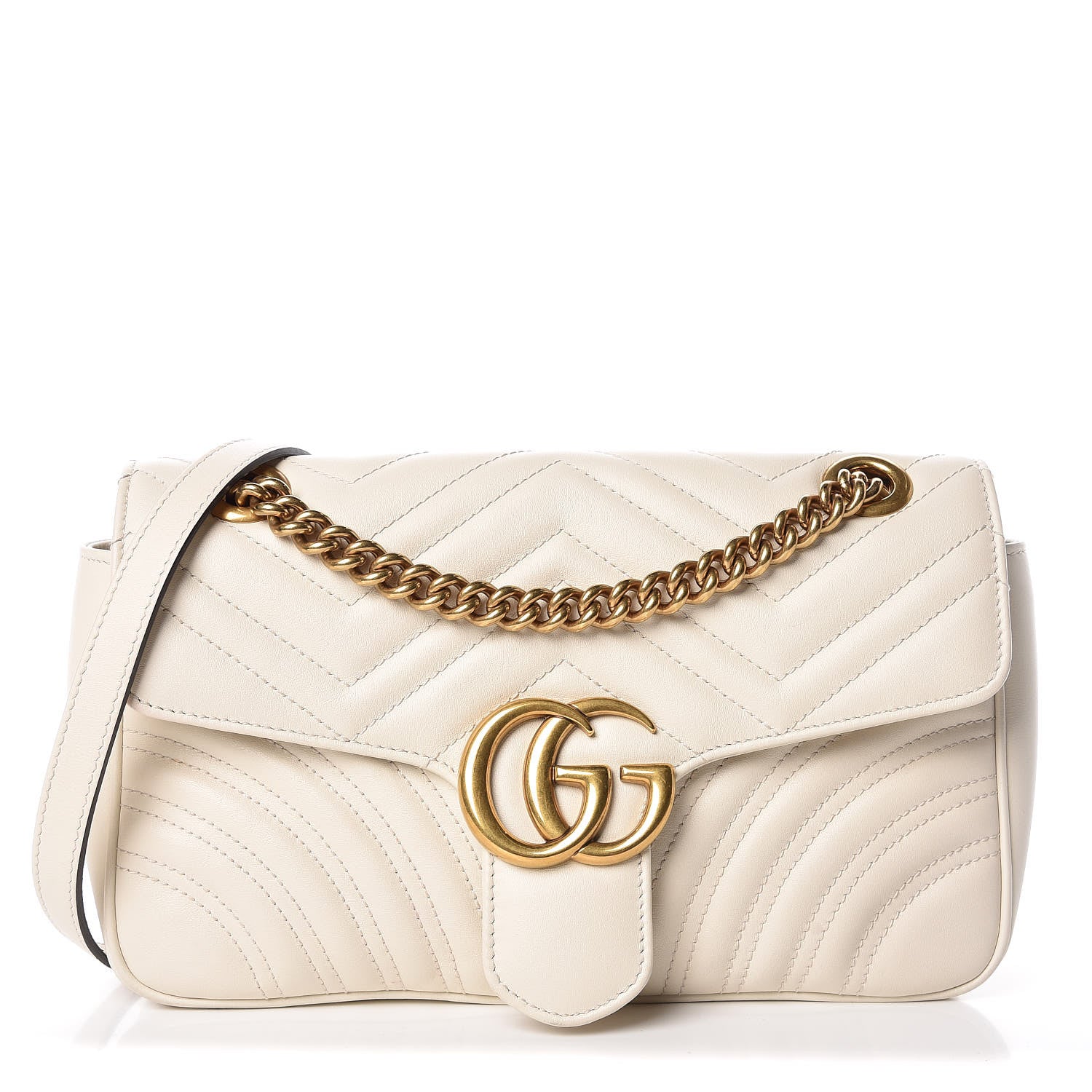 Gucci Calfskin Matelasse Small GG Marmont Shoulder Bag White 1 of 10