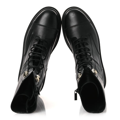 Jimmy Choo Smooth Calfskin Diamond Hook Nari Flat Boots 40 Black Gold 2 of 11