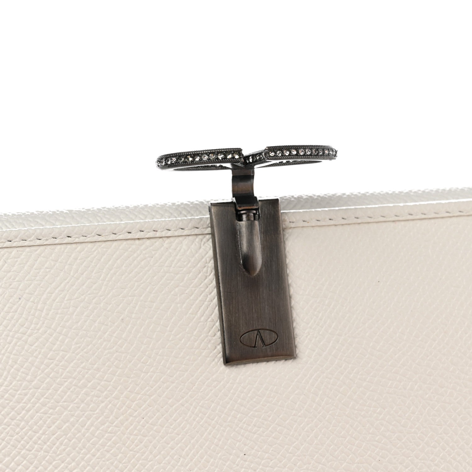 Valentino Garavani Grainy Calfskin Crystal Flap Wallet White 9 of 13