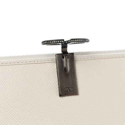 Valentino Garavani Grainy Calfskin Crystal Flap Wallet White 9 of 13