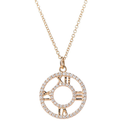 Tiffany 18K Rose Gold Diamond Small Atlas Open Pave Pendant Necklace 4 of 7