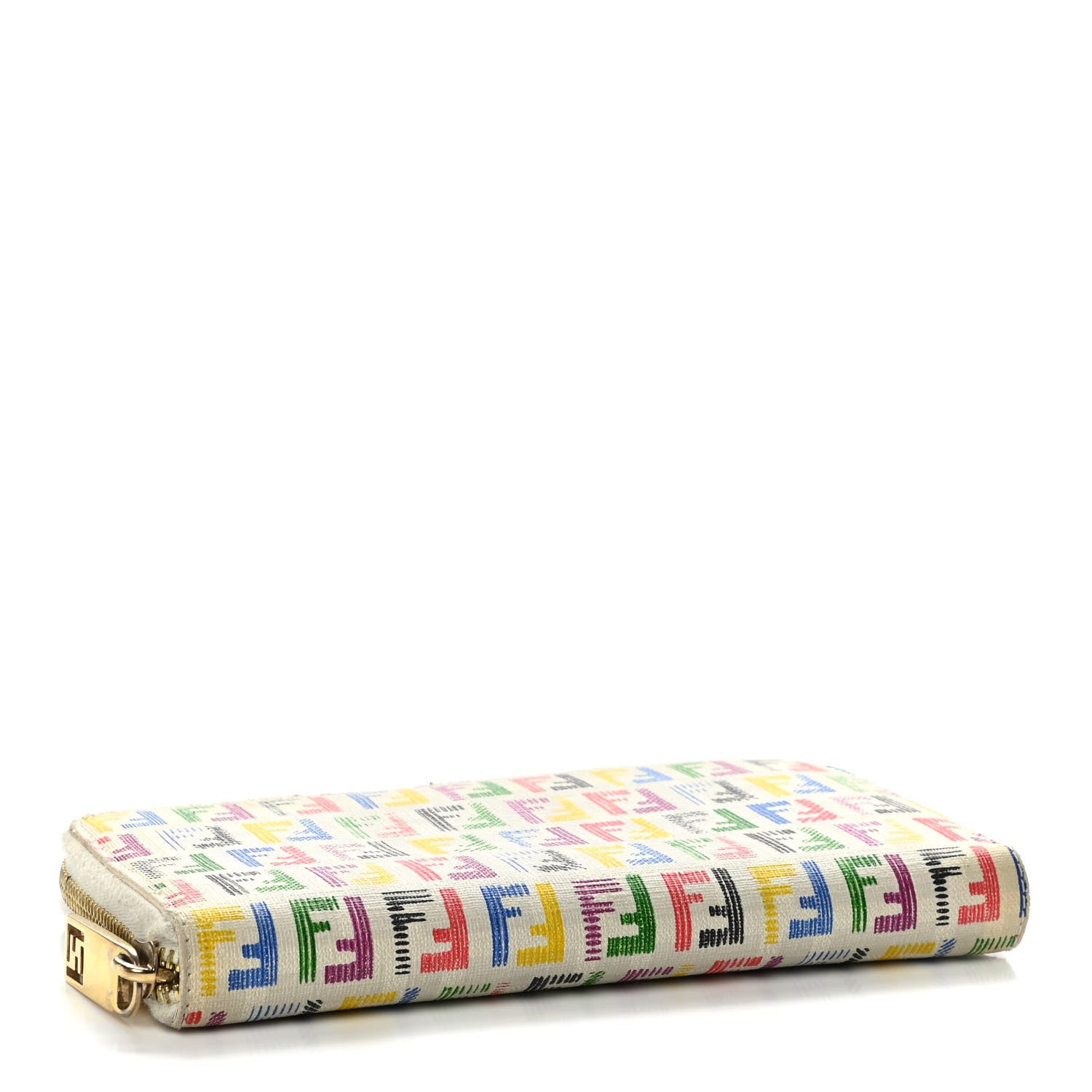 Fendi Zucchino Spalmati FF Multicolor Zip Around Wallet White Multicolor 4 of 18