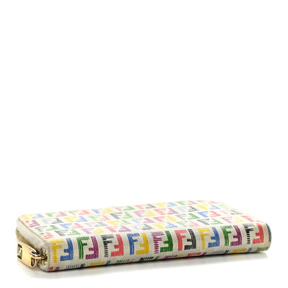 Fendi Zucchino Spalmati FF Multicolor Zip Around Wallet White Multicolor 4 of 18