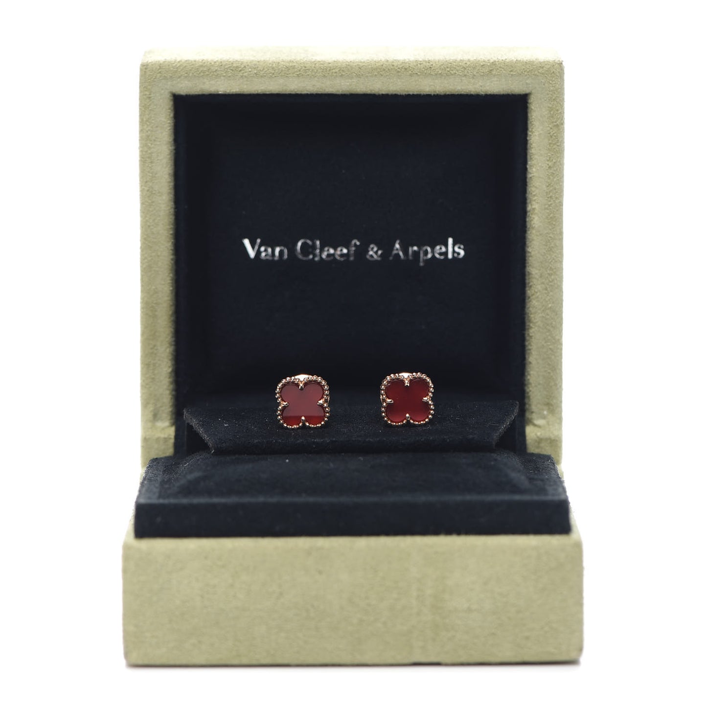 18K Rose Gold Carnelian Sweet Alhambra Earrings