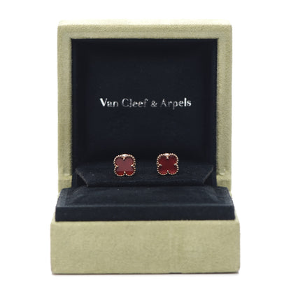 Van Cleef & Arpels 18K Rose Gold Carnelian Sweet Alhambra Earrings 6 of 6