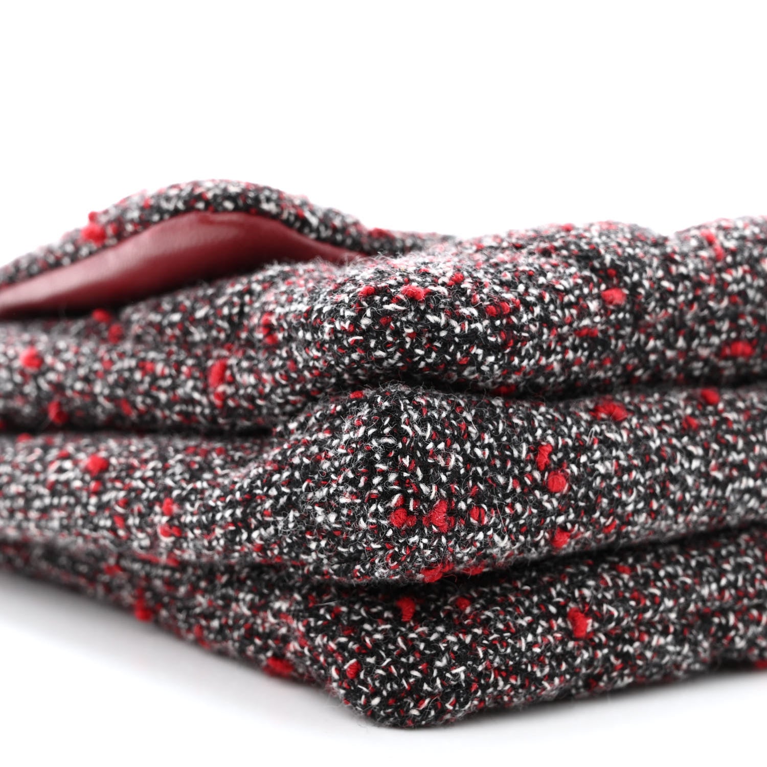 Salvatore Ferragamo Tweed Quilted Gelly Bag Burgundy Multicolor 9 of 11