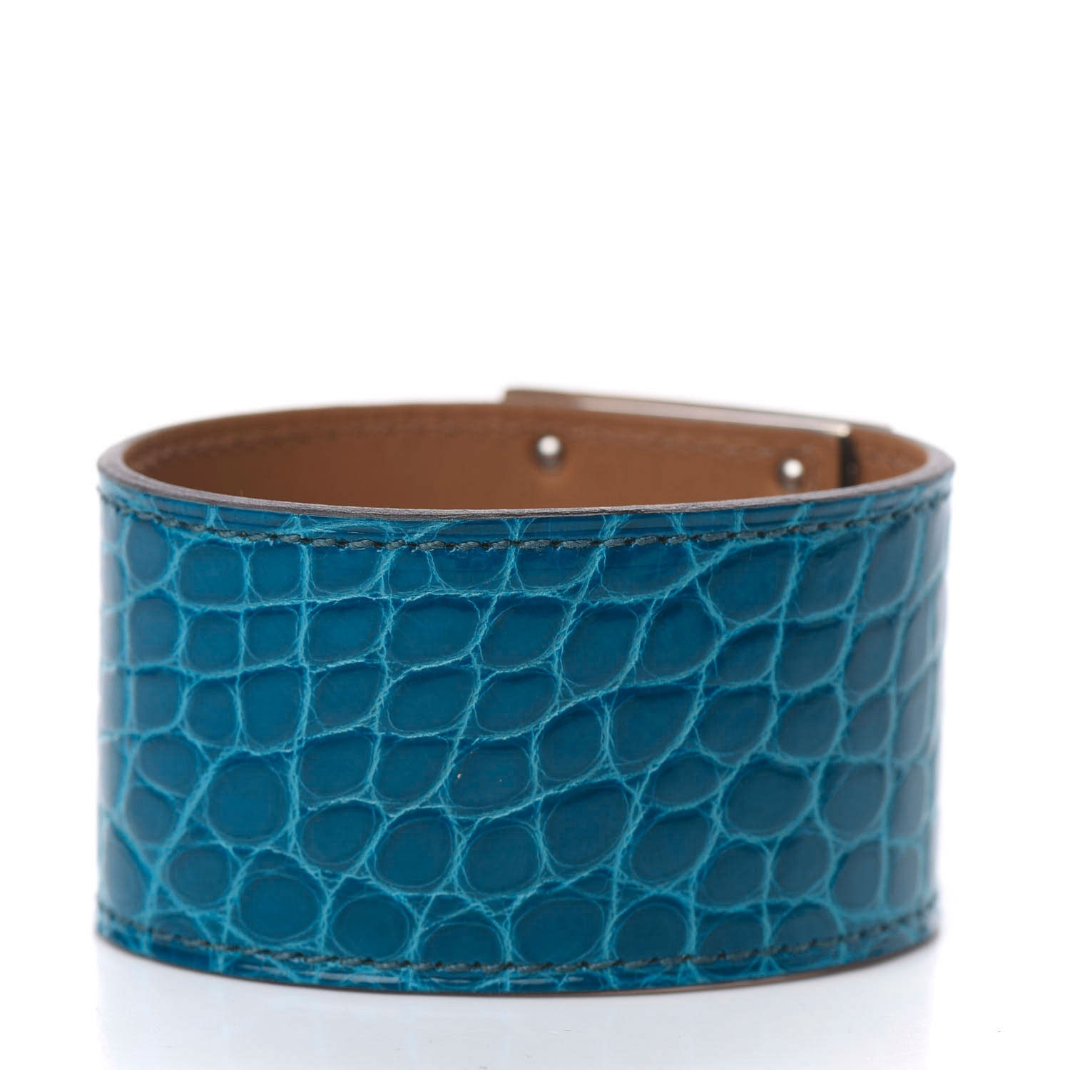 Hermes Shiny Alligator Kelly Dog Cuff Bleu Izmir 3 of 6